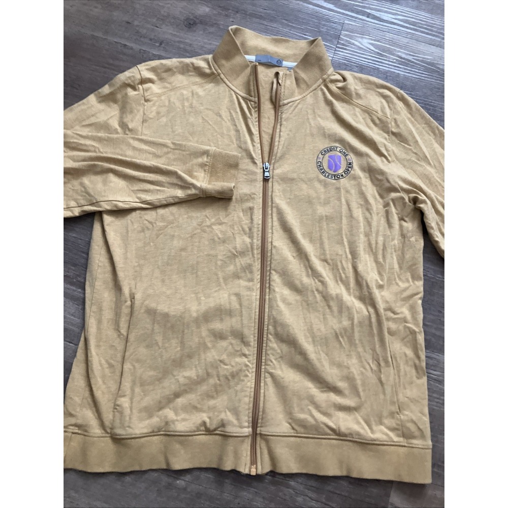 Tasc Performance Full Zip Up Men Large Yellow Bamboo Charleston Open Tennis